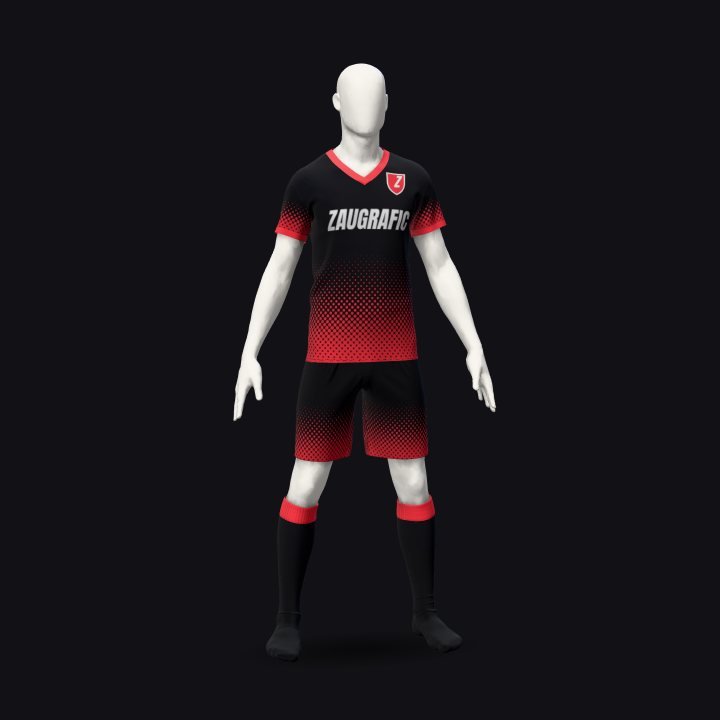 Kit de fútbol girando en 360 grados sobre un maniquí