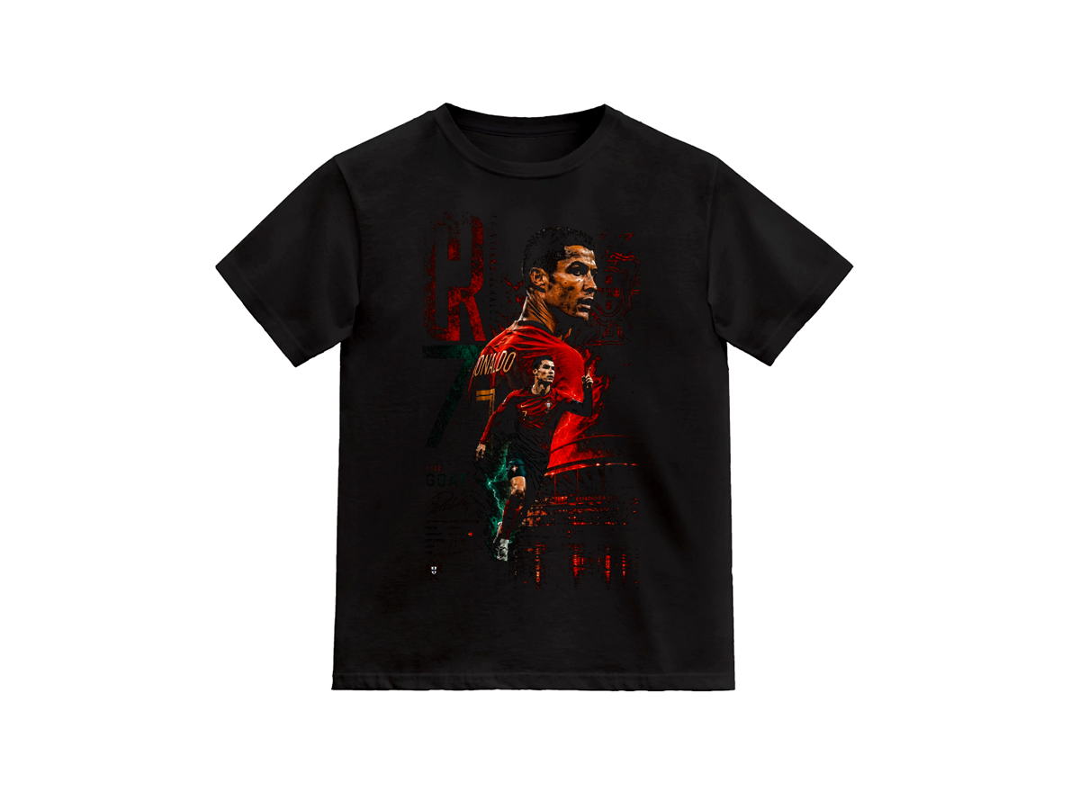 Simulación de la estampa en serigrafía sobre remera negra