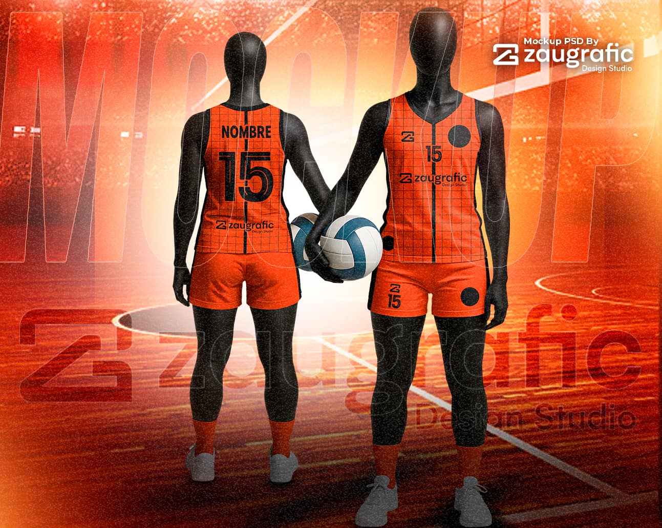 Volleyball Femenino Mockup V neck by Zaugrafic PSD