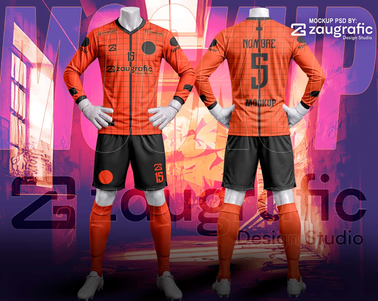 Men’s Full Soccer Goalkeeper Kit Mockup PSD